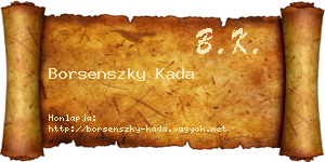 Borsenszky Kada névjegykártya